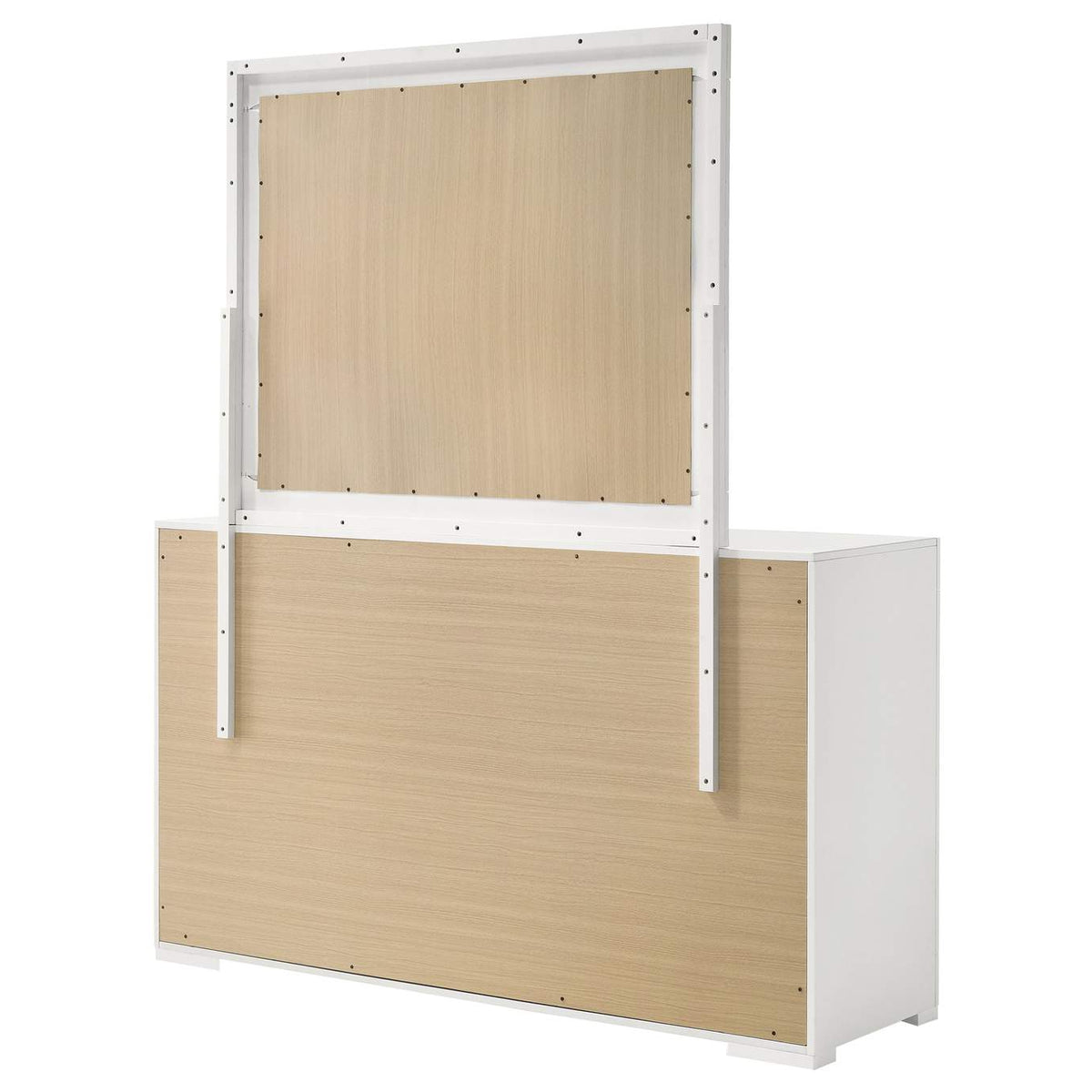 224943M Ives 6-drawer Dresser and Mirror White High Gloss
