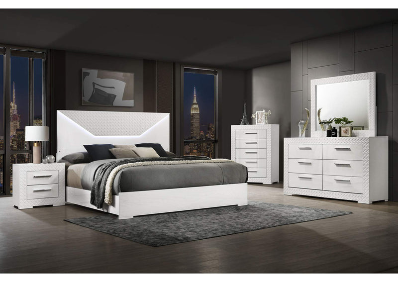 224943M Ives 6-drawer Dresser and Mirror White High Gloss