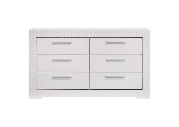 224943 Ives 6-drawer Dresser Cabinet White High Gloss
