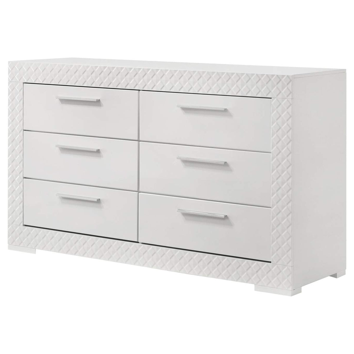 224943 Ives 6-drawer Dresser Cabinet White High Gloss