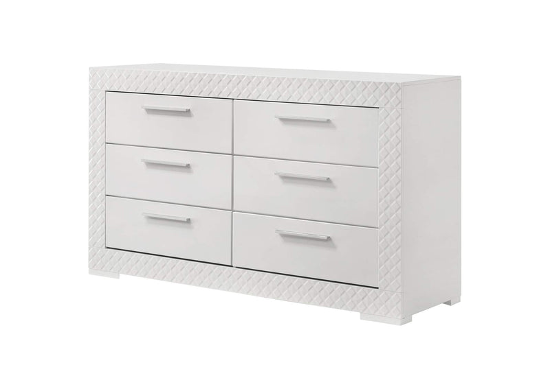 224943 Ives 6-drawer Dresser Cabinet White High Gloss