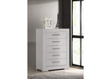 224945 Ives 5-drawer Bedroom Chest of Drawers White High Gloss