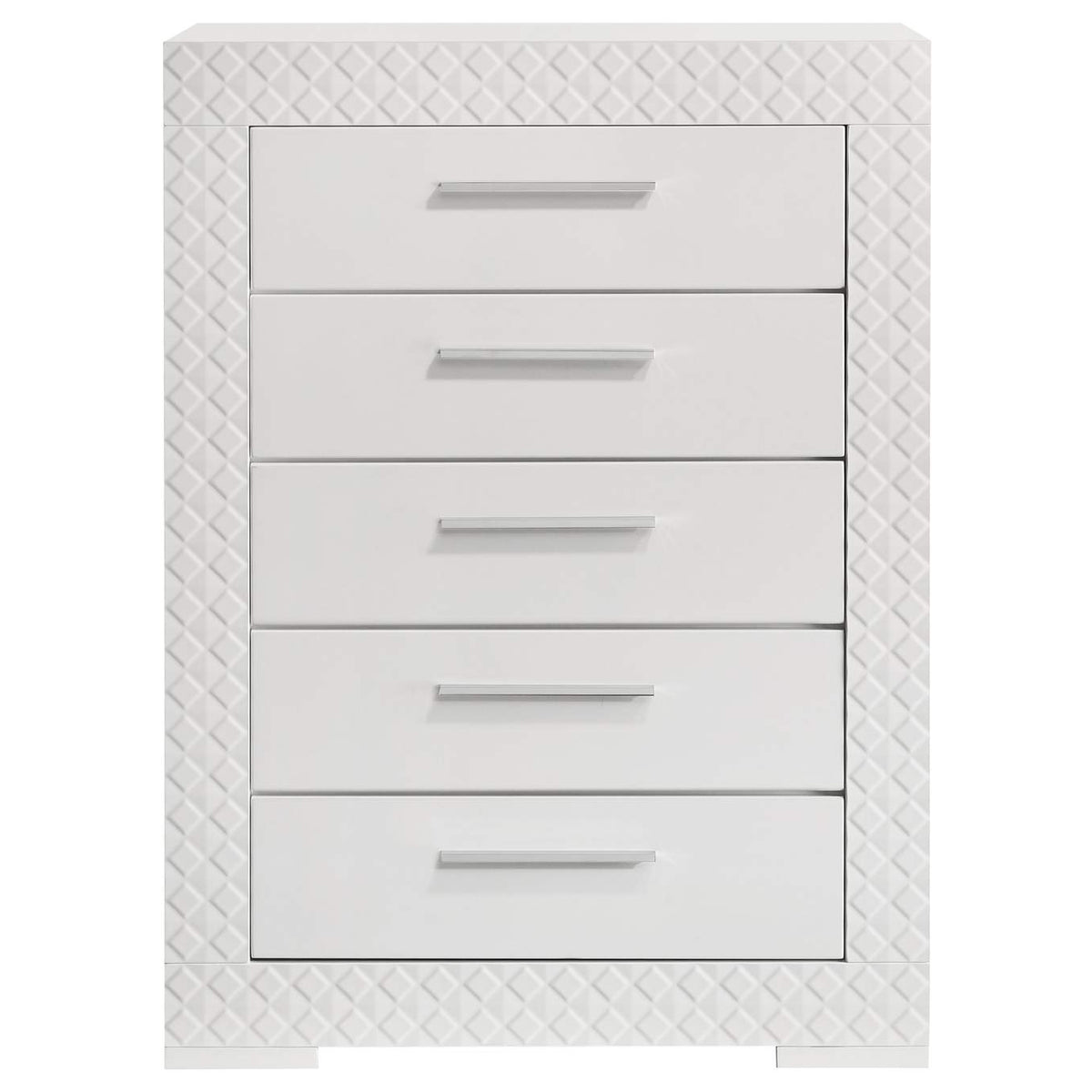 224945 Ives 5-drawer Bedroom Chest of Drawers White High Gloss