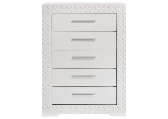 224945 Ives 5-drawer Bedroom Chest of Drawers White High Gloss