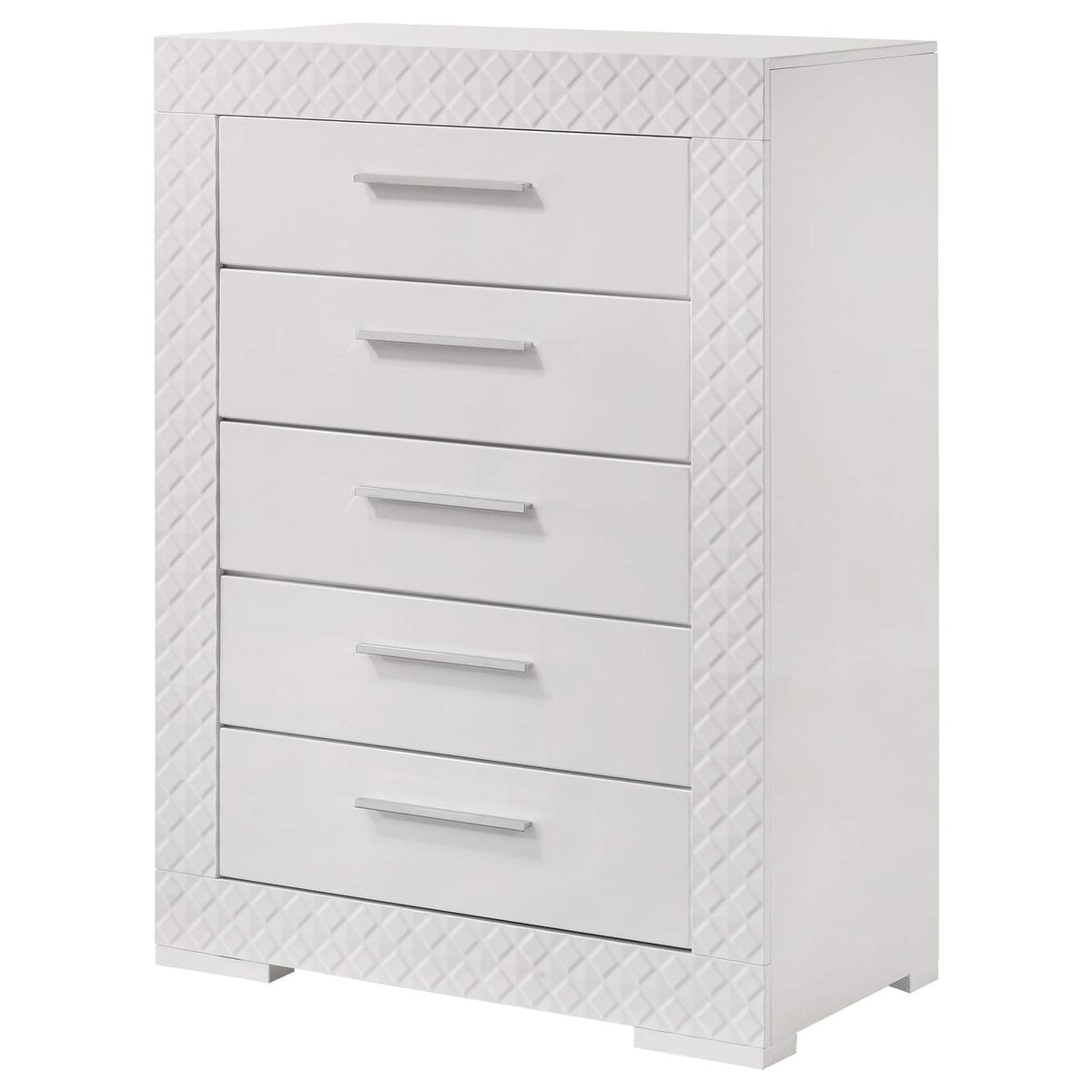224945 Ives 5-drawer Bedroom Chest of Drawers White High Gloss