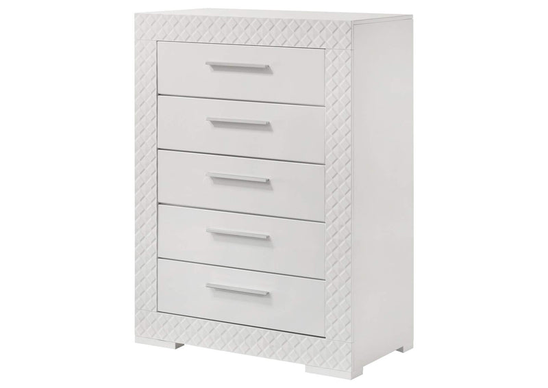 224945 Ives 5-drawer Bedroom Chest of Drawers White High Gloss
