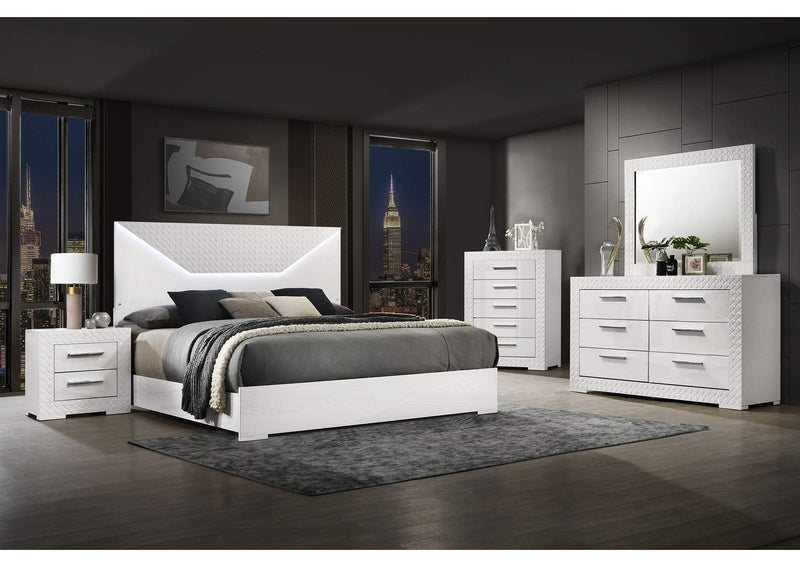 224945 Ives 5-drawer Bedroom Chest of Drawers White High Gloss