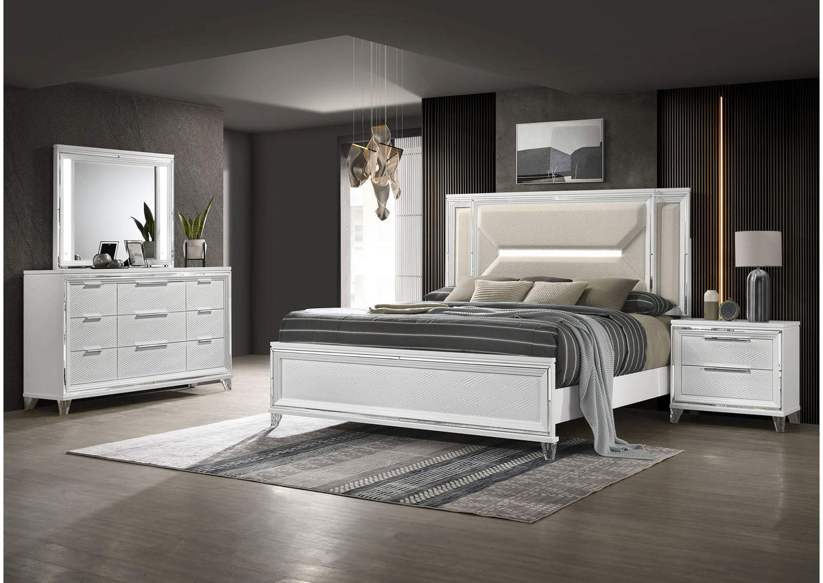 224961KE-S4 Marmore 4-piece Eastern King Bedroom Set White