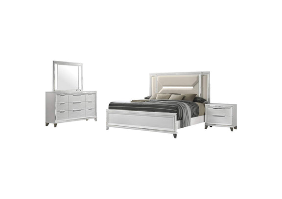 224961KE-S4 Marmore 4-piece Eastern King Bedroom Set White