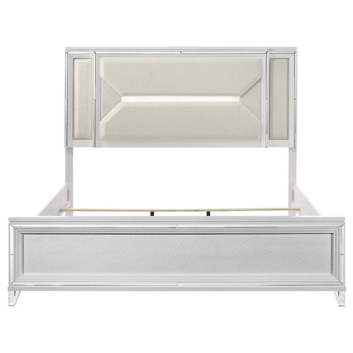 224961KE Marmore 64-inch Eastern King Panel Bed LED Headboard White
