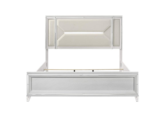 224961KE Marmore 64-inch Eastern King Panel Bed LED Headboard White