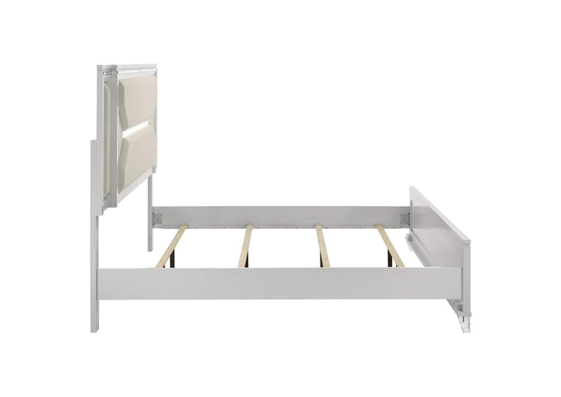 224961KE Marmore 64-inch Eastern King Panel Bed LED Headboard White