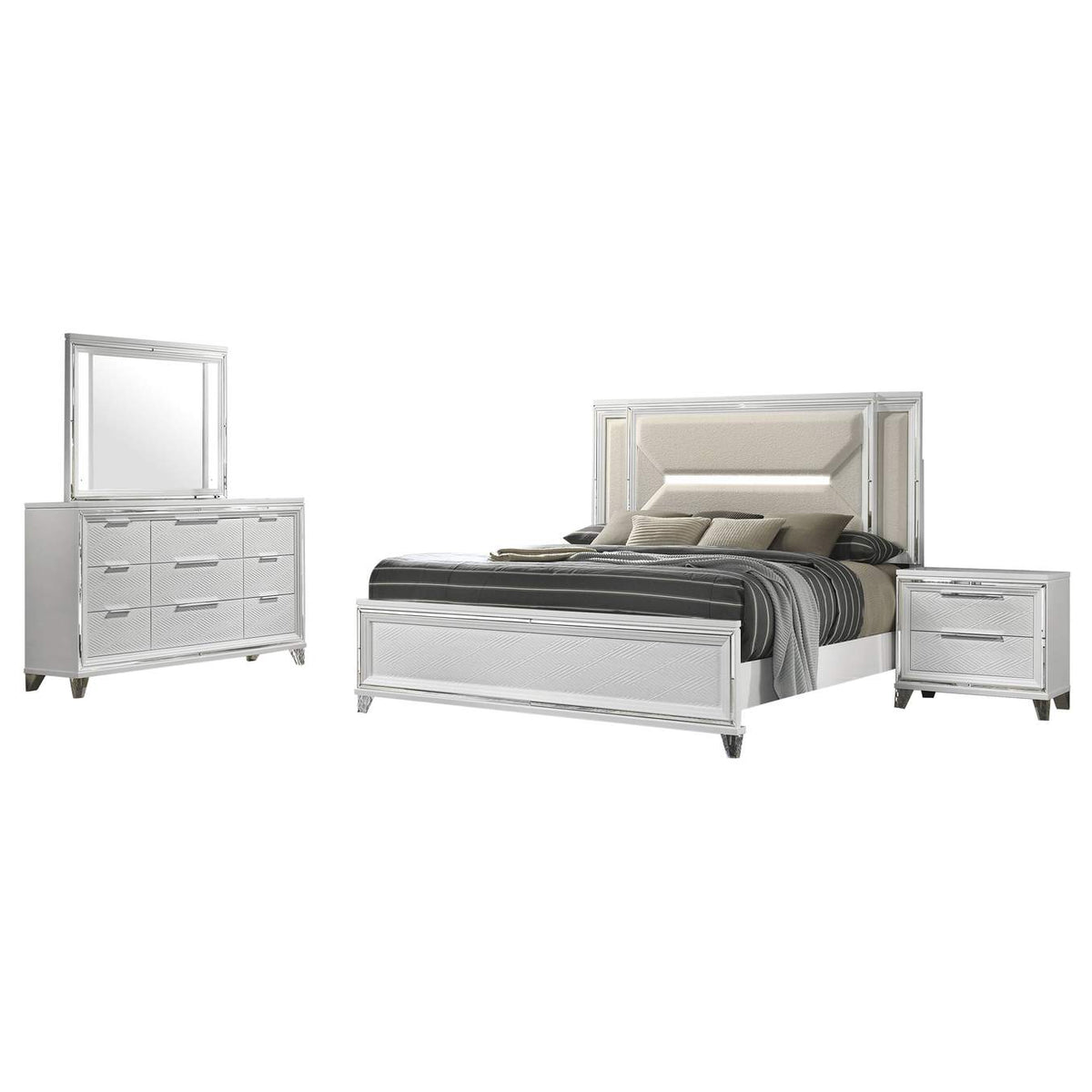 224961Q-S4 Marmore 4-piece Queen Bedroom Set White