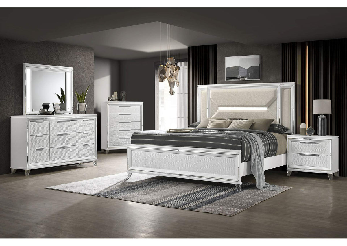 224961Q-S5 Marmore 5-piece Queen Bedroom Set White