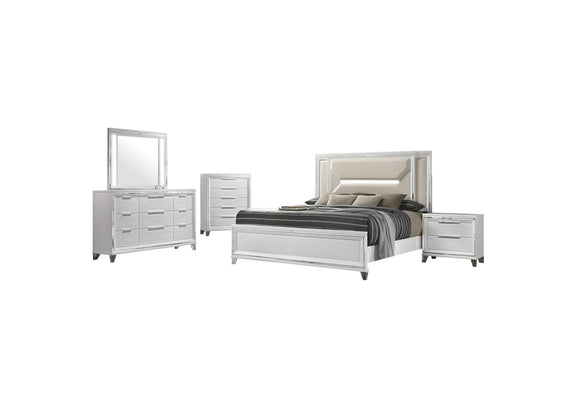 224961Q-S5 Marmore 5-piece Queen Bedroom Set White