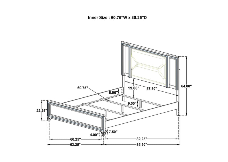 224961Q-S5 Marmore 5-piece Queen Bedroom Set White