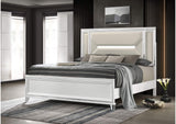 224961Q Marmore 64-inch Queen Panel Bed LED Headboard White