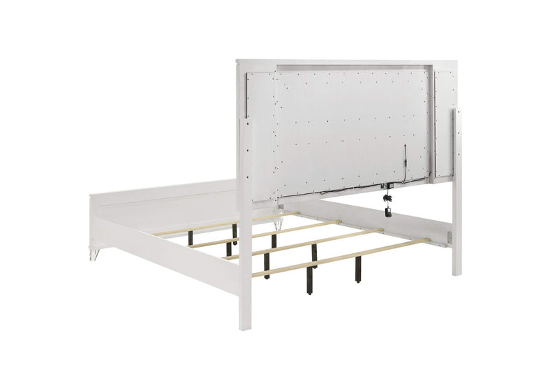 224961Q Marmore 64-inch Queen Panel Bed LED Headboard White