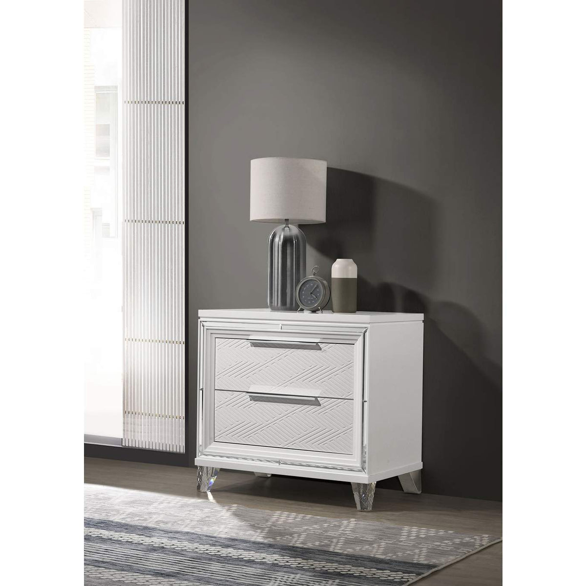 224962 Marmore 2-drawer Nightstand Bedside Table White