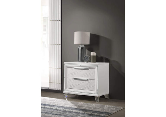 224962 Marmore 2-drawer Nightstand Bedside Table White