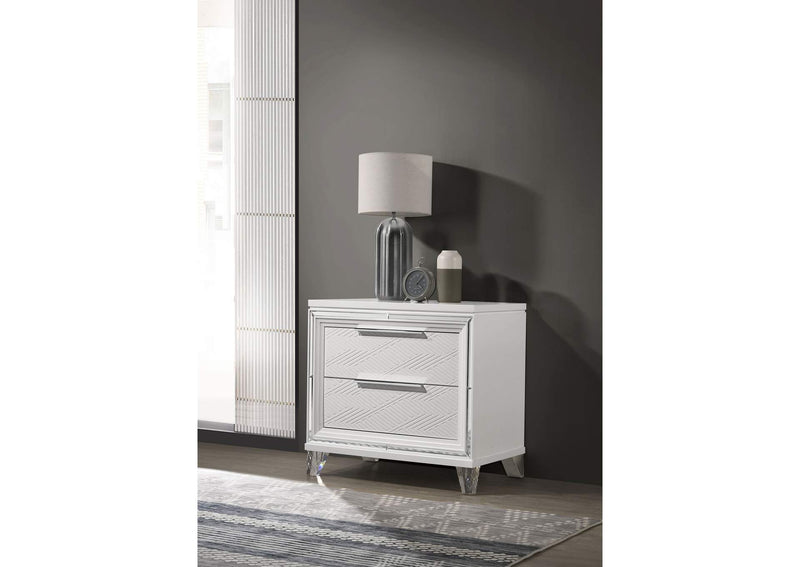 224962 Marmore 2-drawer Nightstand Bedside Table White