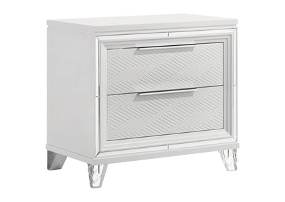 224962 Marmore 2-drawer Nightstand Bedside Table White