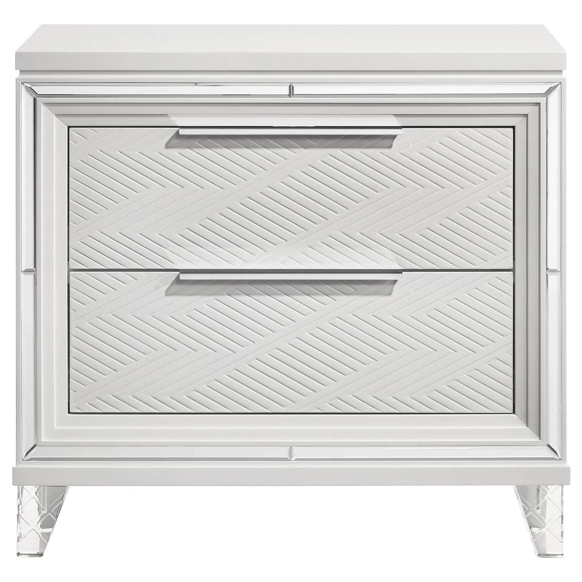 224962 Marmore 2-drawer Nightstand Bedside Table White