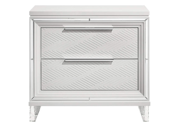 224962 Marmore 2-drawer Nightstand Bedside Table White