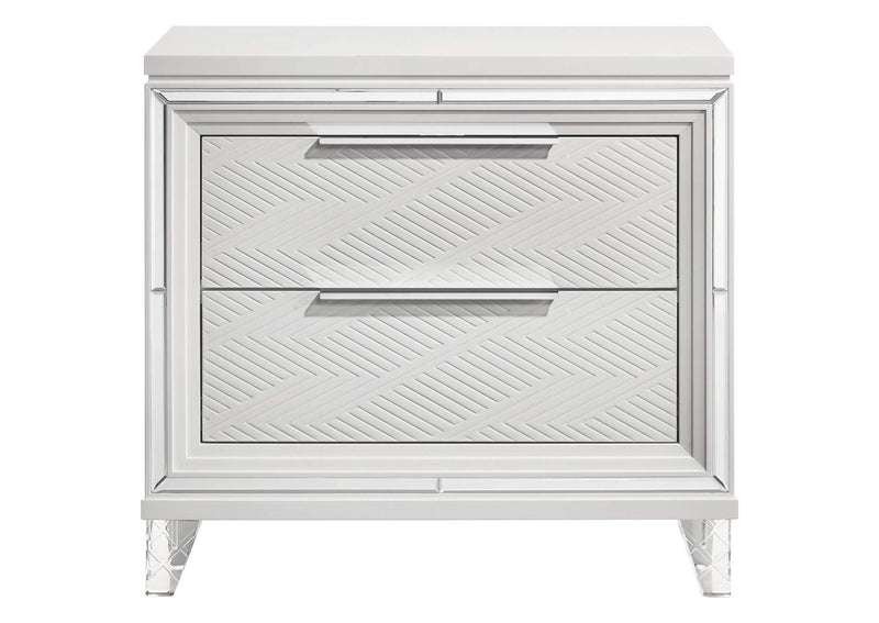 224962 Marmore 2-drawer Nightstand Bedside Table White