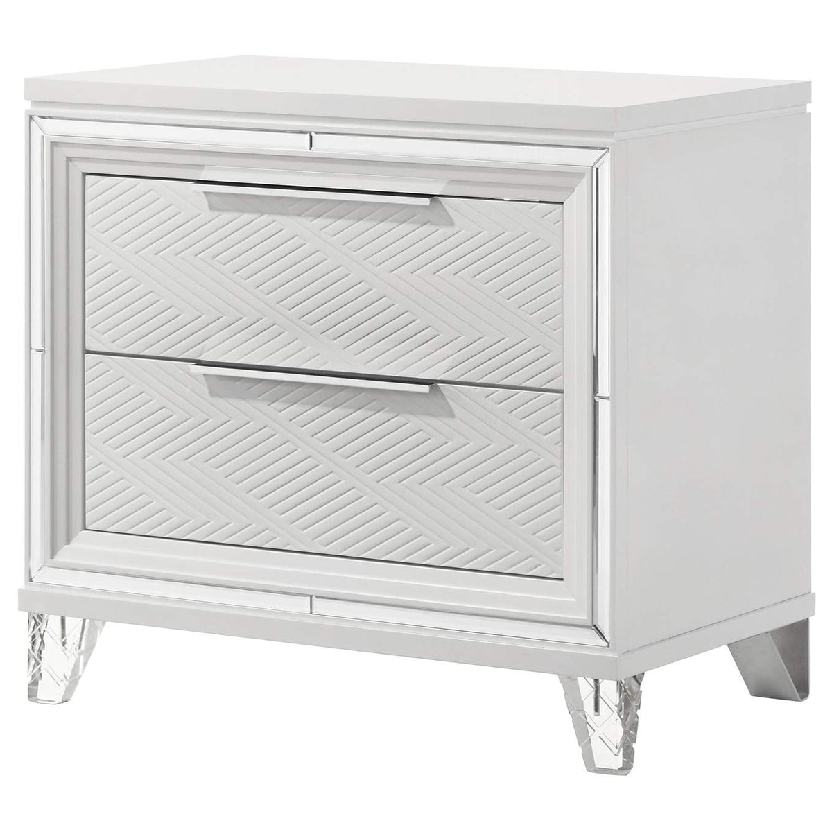 224962 Marmore 2-drawer Nightstand Bedside Table White