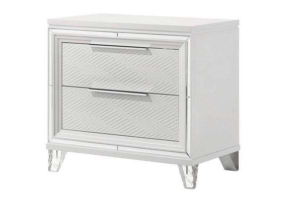 224962 Marmore 2-drawer Nightstand Bedside Table White