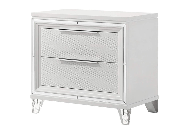 224962 Marmore 2-drawer Nightstand Bedside Table White