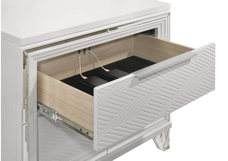 224962 Marmore 2-drawer Nightstand Bedside Table White
