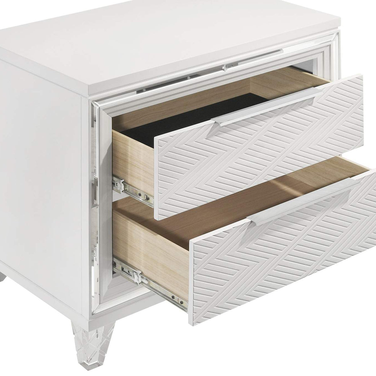 224962 Marmore 2-drawer Nightstand Bedside Table White
