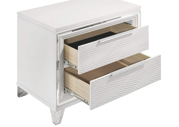 224962 Marmore 2-drawer Nightstand Bedside Table White