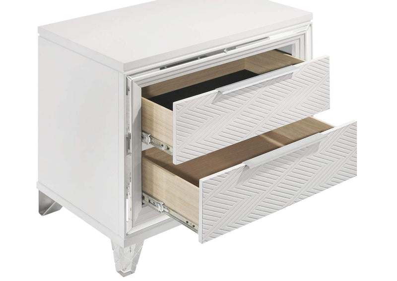 224962 Marmore 2-drawer Nightstand Bedside Table White
