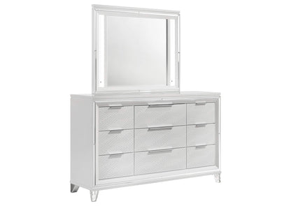 224963M Marmore 9-drawer Dresser and LED Mirror White