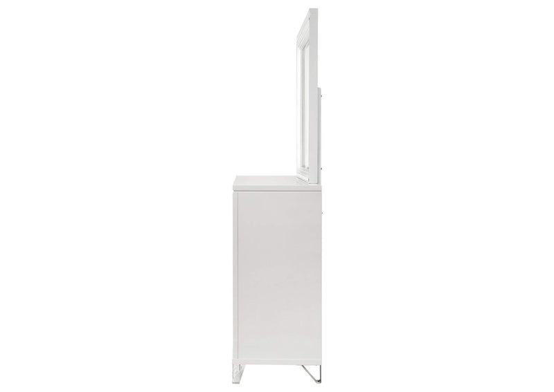 224963M Marmore 9-drawer Dresser and LED Mirror White