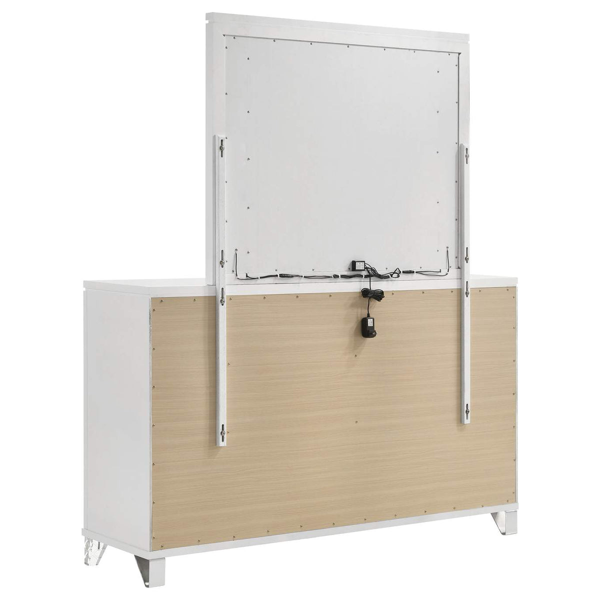 224963M Marmore 9-drawer Dresser and LED Mirror White