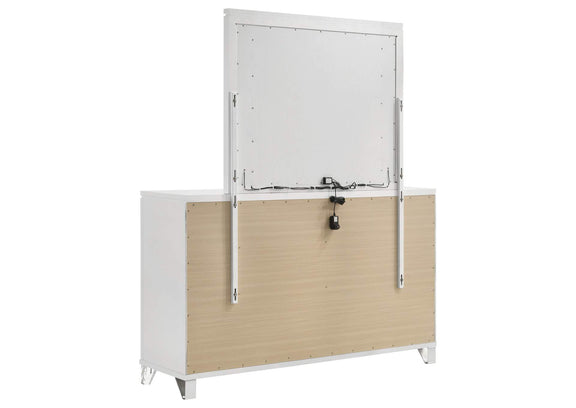224963M Marmore 9-drawer Dresser and LED Mirror White