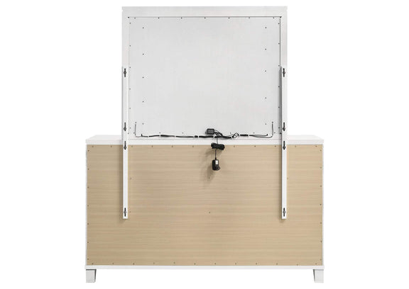 224963M Marmore 9-drawer Dresser and LED Mirror White