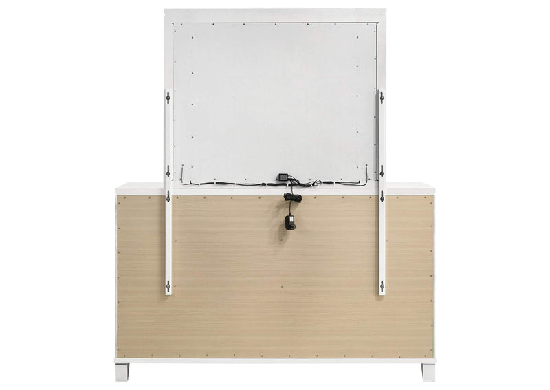 224963M Marmore 9-drawer Dresser and LED Mirror White