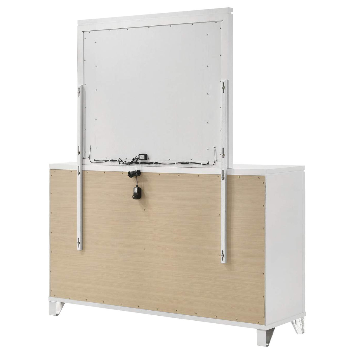 224963M Marmore 9-drawer Dresser and LED Mirror White