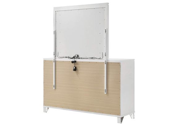 224963M Marmore 9-drawer Dresser and LED Mirror White
