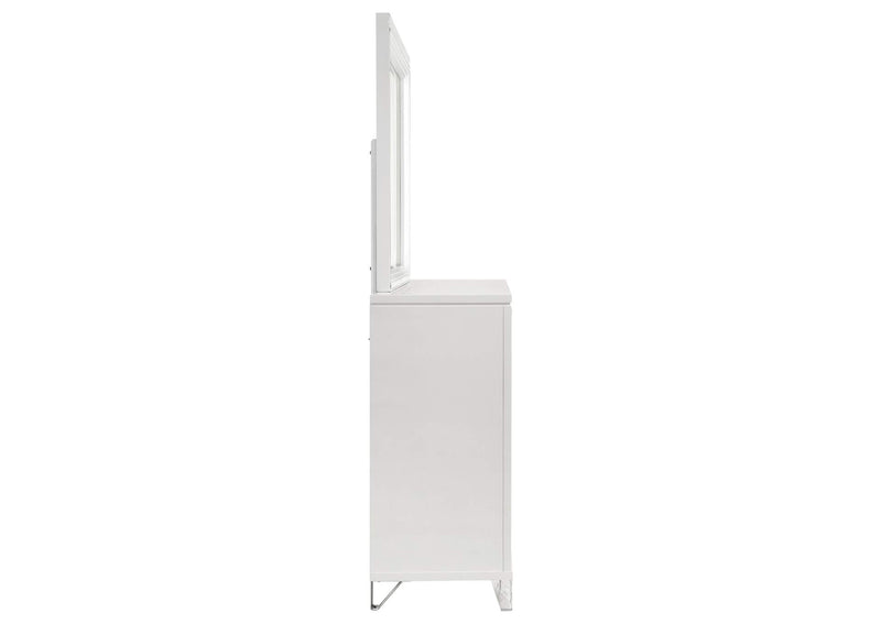 224963M Marmore 9-drawer Dresser and LED Mirror White