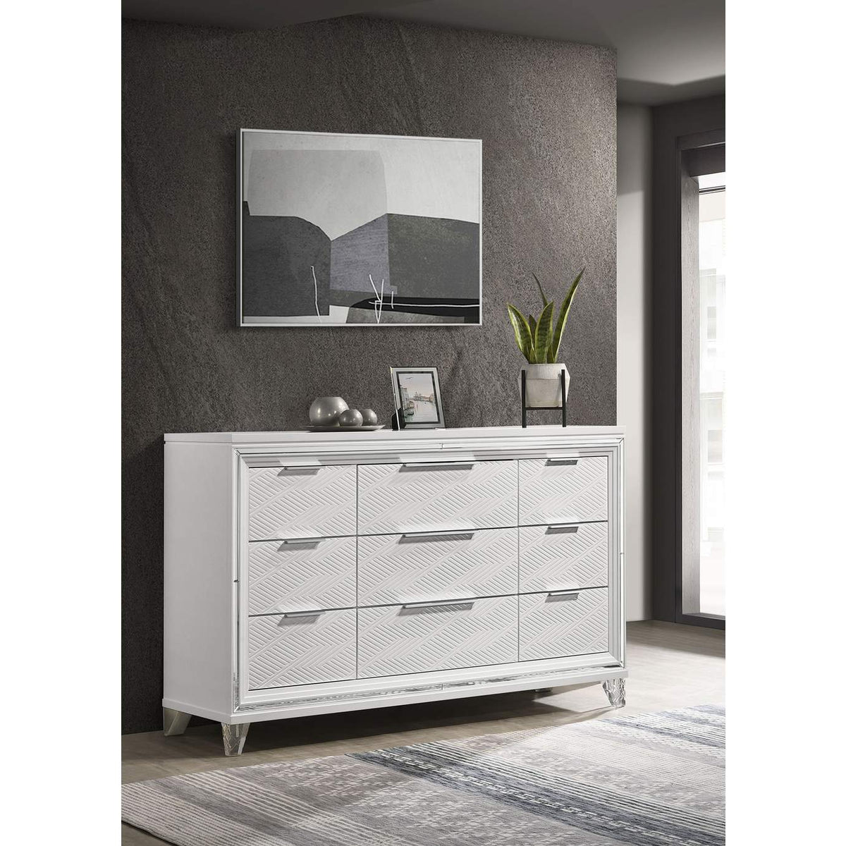 224963 Marmore 9-drawer Dresser Cabinet White