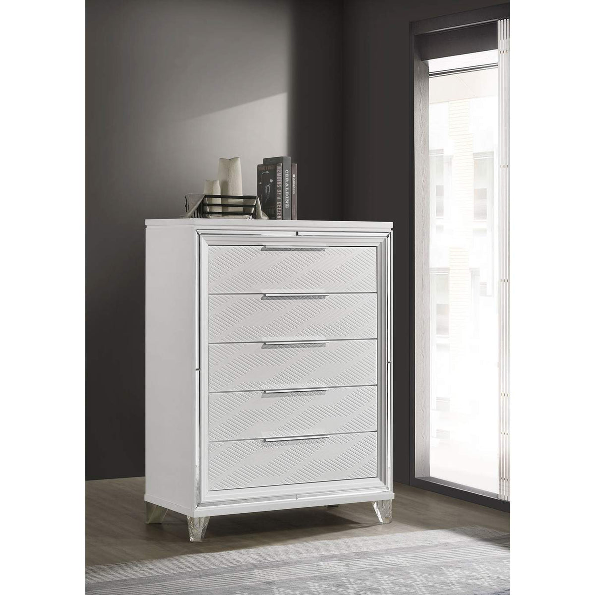 224965 Marmore 5-drawer Bedroom Chest of Drawers White