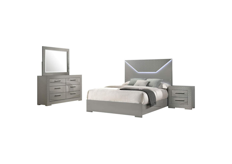 224971KE-S4 Ives 4-piece Eastern King Bedroom Set Grey High Gloss
