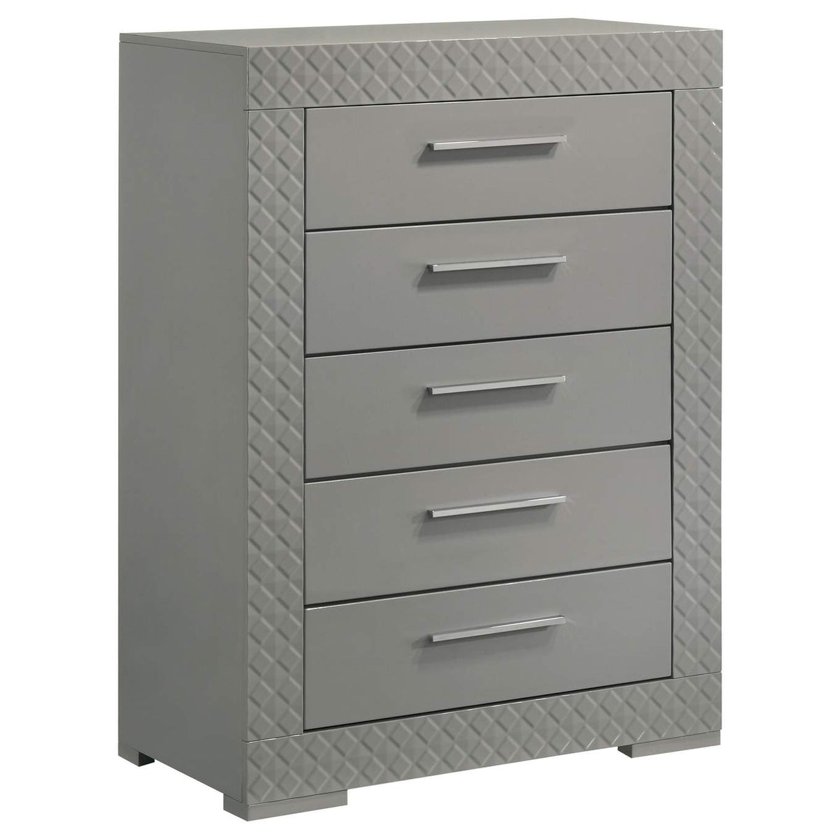 224971KE-S5 Ives 5-piece Eastern King Bedroom Set Grey High Gloss