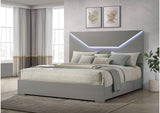 224971KE Ives Eastern King Panel Bed LED Headboard Grey High Gloss